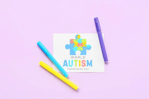 World Autism Awareness Day Lilac 배경에 — 스톡 사진