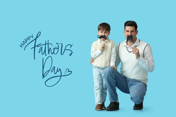 Kartu Ucapan Selamat Hari Ayah Internasional Dengan Ayah Dan Anak — Stok Foto