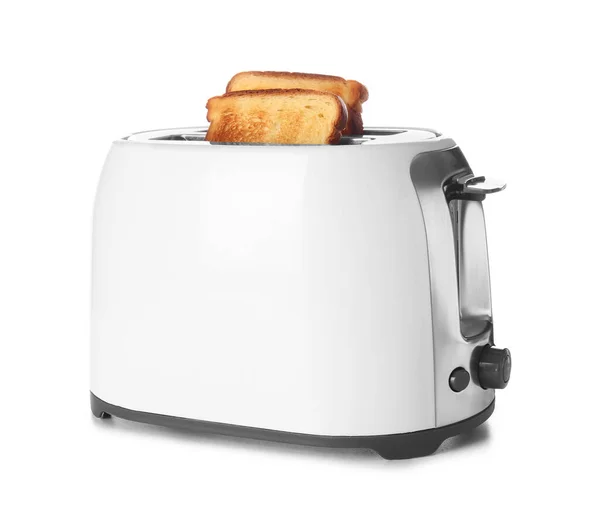 Modern Toaster Bread Slices White Background — Stock Photo, Image