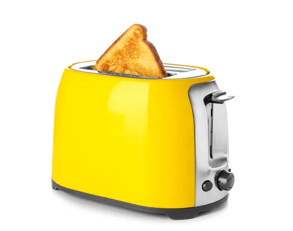 Modern Toaster Bread Slice White Background — Stock Photo, Image
