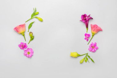 Beyaz arkaplanda çiçek açan kompozisyon