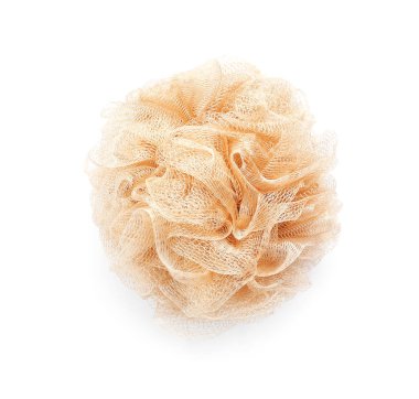 Beyaz arka planda yumuşak banyo süngeri