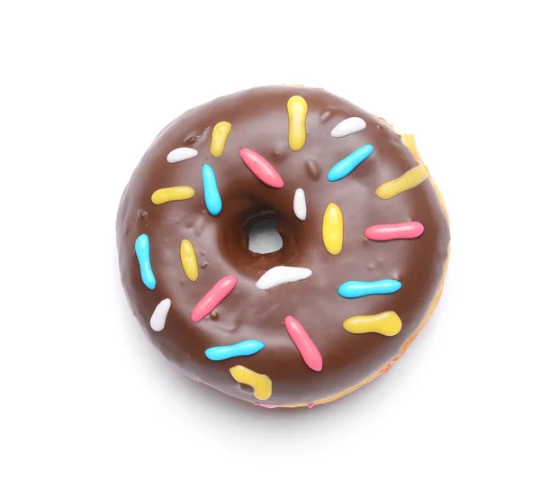 Köstliche Donut Auf Weißem Hintergrund — Stockfoto