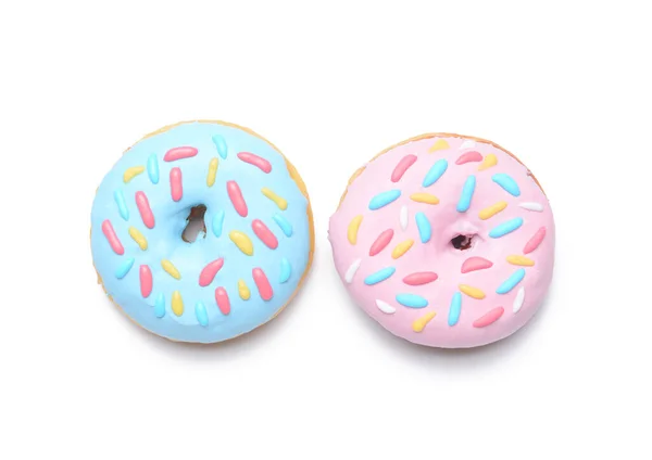 Heerlijke Donuts Witte Achtergrond — Stockfoto