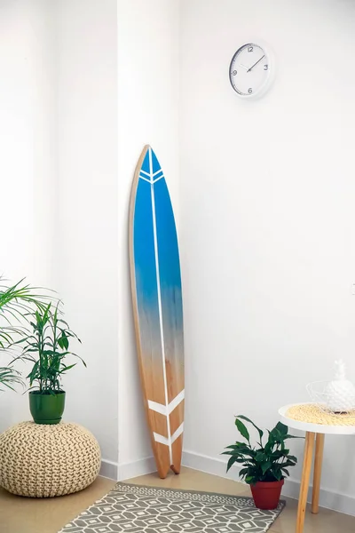 Interior Modern Stylish Room Surfboard Houseplants — Stock Photo, Image