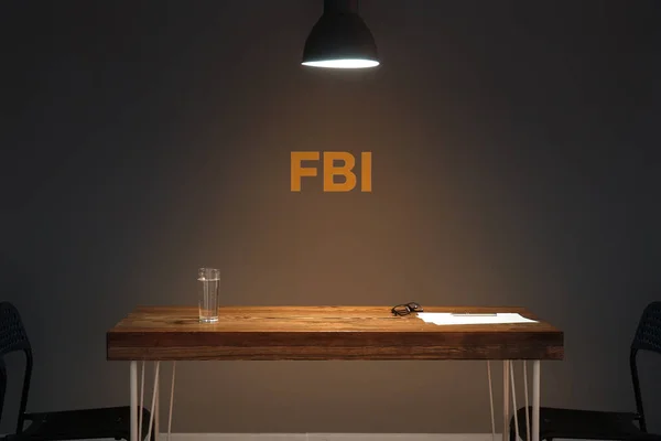 Table Dark Interrogation Room — Stock Photo, Image