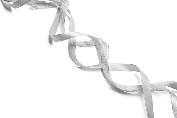 Lockige Silberbänder Auf Weißem Hintergrund — Stockfoto