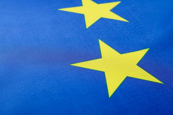 Gul Stjärna Europeiska Unionens Flagga Närbild — Stockfoto