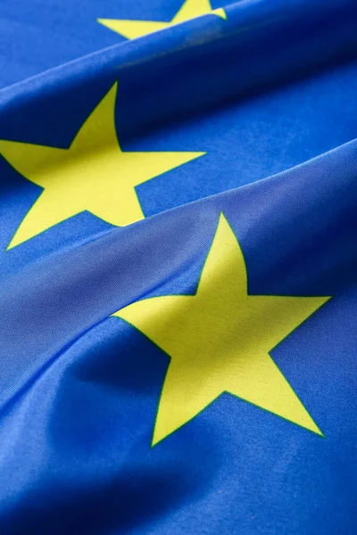 Gul Stjärna Europeiska Unionens Flagga Närbild — Stockfoto