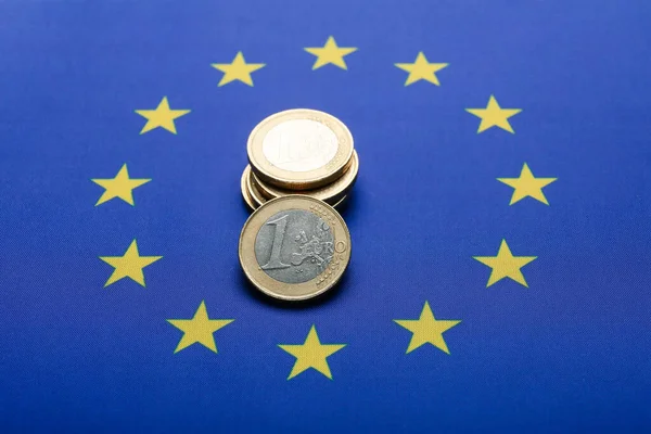 Coins Flag European Union Closeup — Stock Photo, Image
