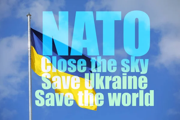 Texto Otan Fechar Sky Ukraine World Bandeira Nacional Ucrânia Livre — Fotografia de Stock