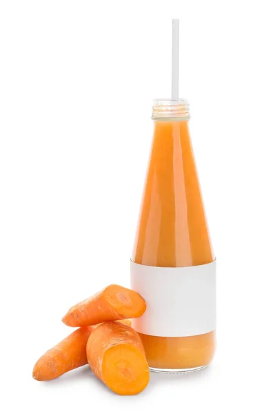 Bottle Healthy Carrot Smoothie White Background — Stock Photo, Image