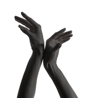 Kadın silueti beyaz arka plan üzerinde eller