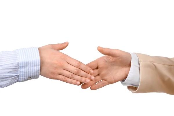 Business Woman Shaking Her Colleague Hand White Background — Stock Photo, Image