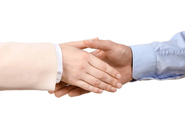Business Woman Shaking Her Colleague Hand White Background — Stock Photo, Image