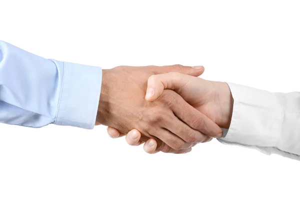 Business Man Shaking His Partner Hand White Background — Stock Photo, Image