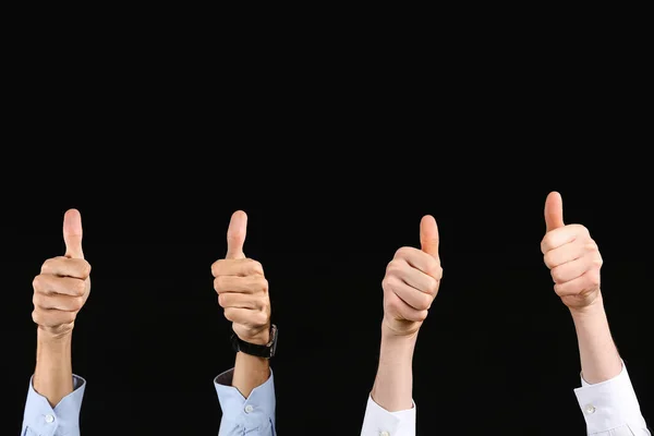 Business Men Showing Thumbs Black Background — Stock Photo, Image