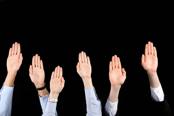 Business People Showing Stop Gesture Black Background — Stock Photo, Image