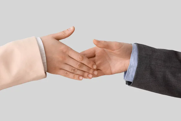 Business Workers Shaking Hands Light Background Closeup — Stock Photo, Image