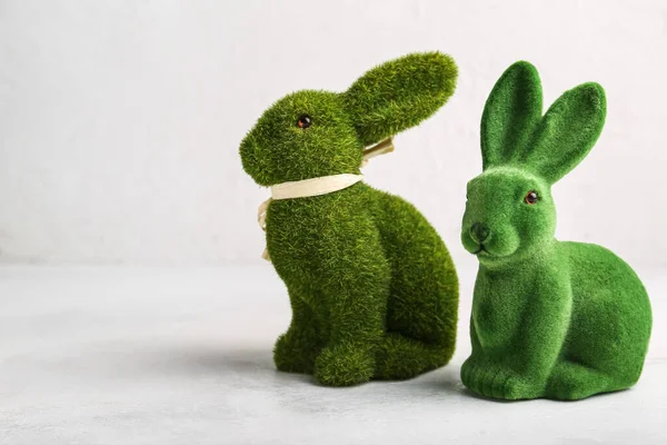 Cute Green Easter Bunnies Light Background — Stock Photo, Image