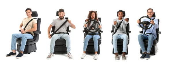 Set People Car Seat Isolated White — Stock Photo, Image