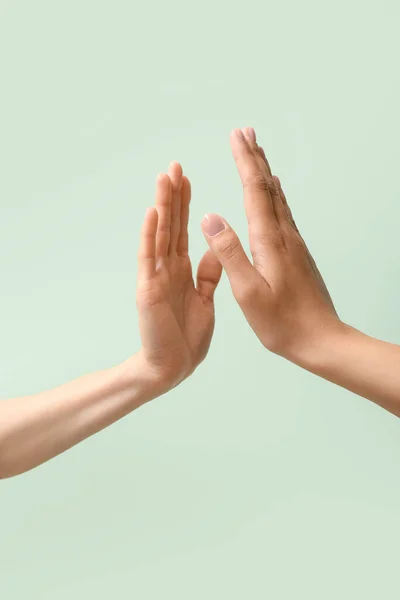 Hands Women Color Background — Stock Photo, Image