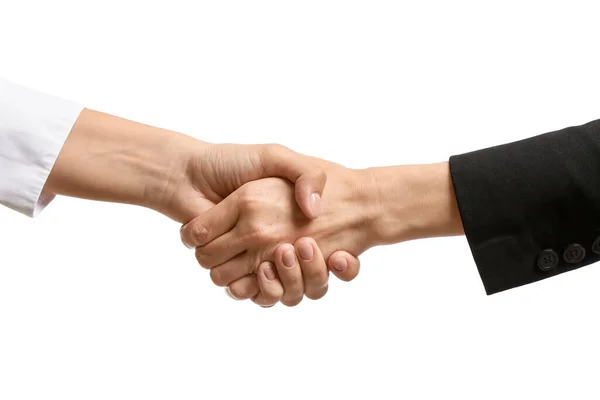 白地に握手をする実業家 — ストック写真