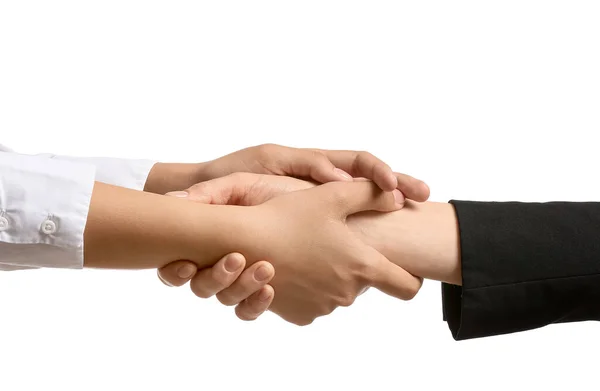 Businesswomen Holding Hands Together White Background — Stock Photo, Image