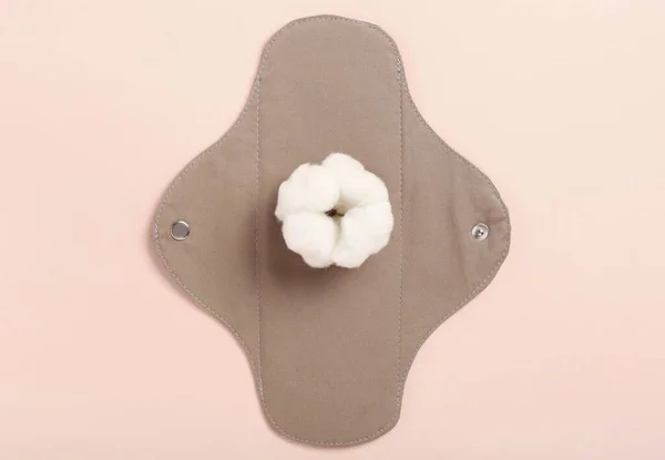 Reusable Menstrual Pad Cotton Flower Pink Background — Stock Photo, Image