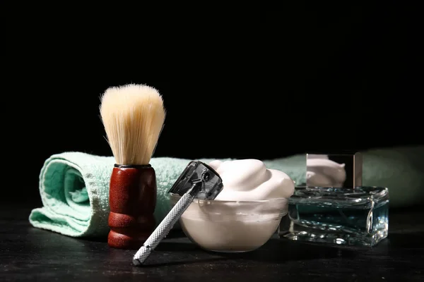 Set Shaving Black Background — Stock Photo, Image