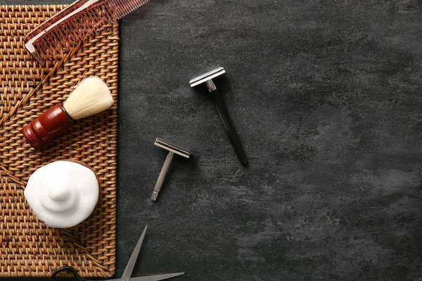 Male Accessories Shaving Black Background — Stock Photo, Image