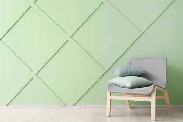 Modern Armchair Pillows Color Wall — Stock Photo, Image