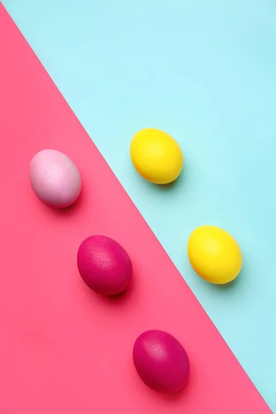 Malowane Jaja Wielkanoc Uroczystości Tle Koloru — Zdjęcie stockowe