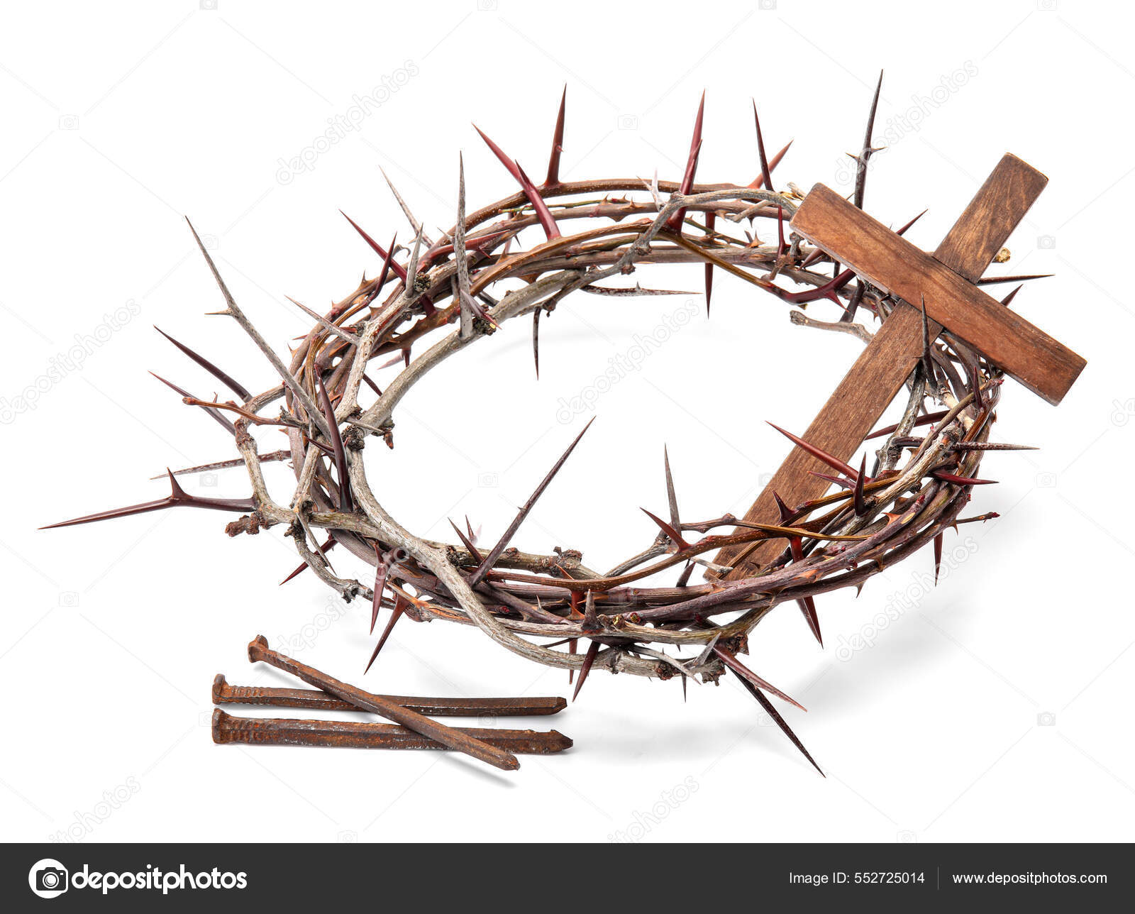Crown Thorns Cross Nails White Background Stock Photo by ©serezniy
