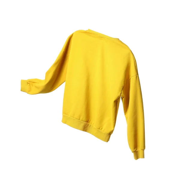 Flying Yellow Sweatshirt White Background — Stock Photo, Image