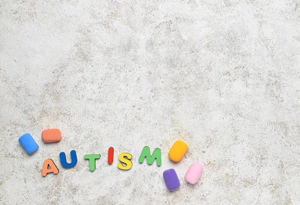 Word Autism Plasticine Light Background — Stock Photo, Image