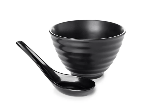 Chinese Bowl Spoon White Background — Stock Photo, Image