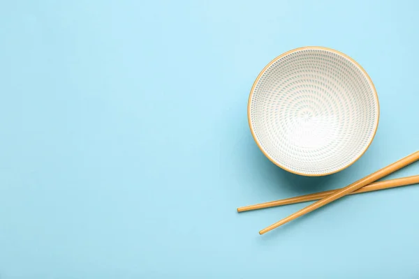 Chinese Bowl Chopsticks Color Background — Stock Photo, Image