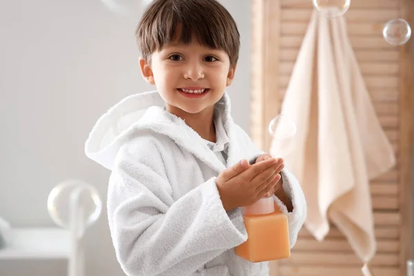 Cute Little Boy Washing Hands Bathroom — Stock Photo, Image