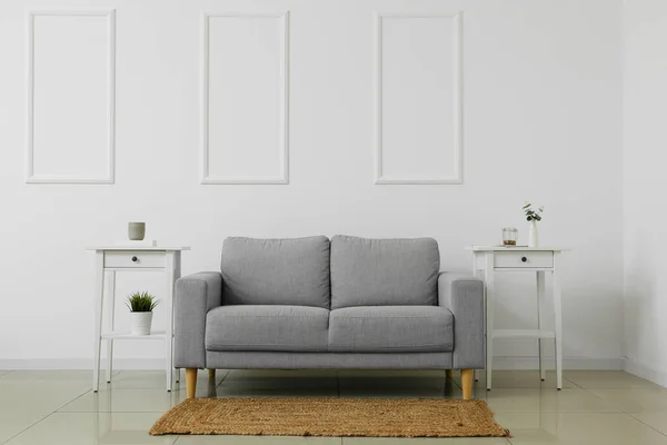 Interior Modern Light Living Room Stylish Sofa — Stock Photo, Image