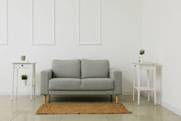 Interieur Eines Modernen Hellen Wohnzimmers Mit Stilvollem Sofa — Stockfoto