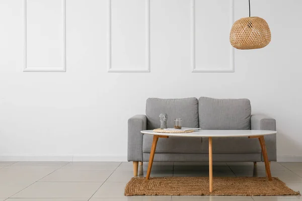 Interior Modern Light Living Room Stylish Sofa Lamp — Stock Photo, Image