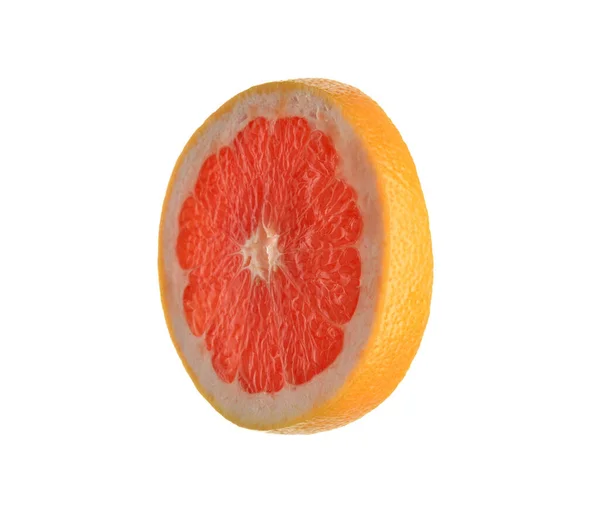 Slice Tasty Ripe Grapefruit White Background — Stock Photo, Image