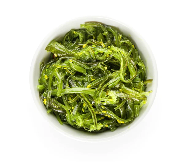 Bowl Healthy Seaweed Salad White Background — Stock Photo, Image