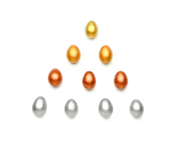 Elegante Pintado Ovos Páscoa Fundo Branco — Fotografia de Stock