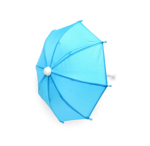 Niebieski Parasol Białym Tle — Zdjęcie stockowe
