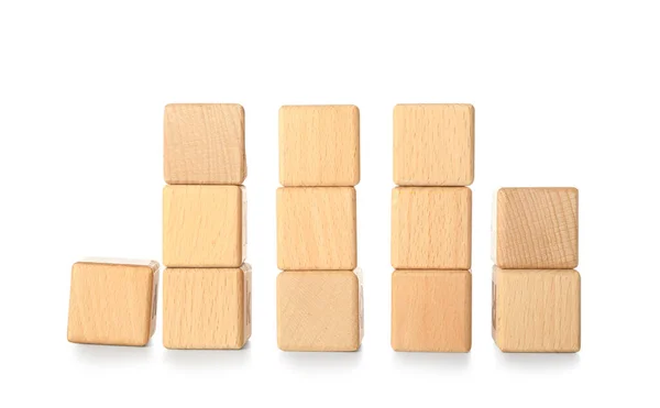Many Wooden Cubes Isolated White — Stock Photo, Image