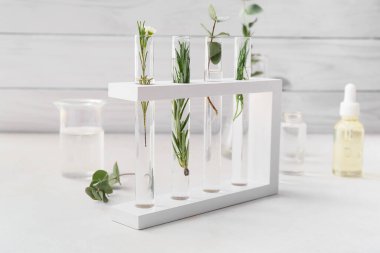 Laboratuvarda doğal yağlı test tüpleri