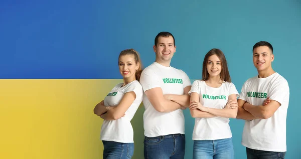 Equipe Voluntários Fundo Cor Assistência Humanitária Ucrânia — Fotografia de Stock