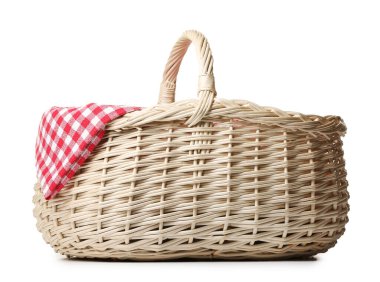 Beyaz arkaplanda boş Hasır Sepet